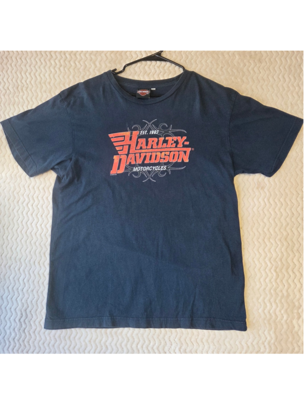 Men's Harley-Davidson Graphic T-Shirt, Size L, Black and Orange (Cambodia)